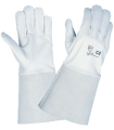 GANTS TIG CUIR FLEUR DE CHEVRE MANCHETTE CROUTE 14CM (1.1.2.1) T9